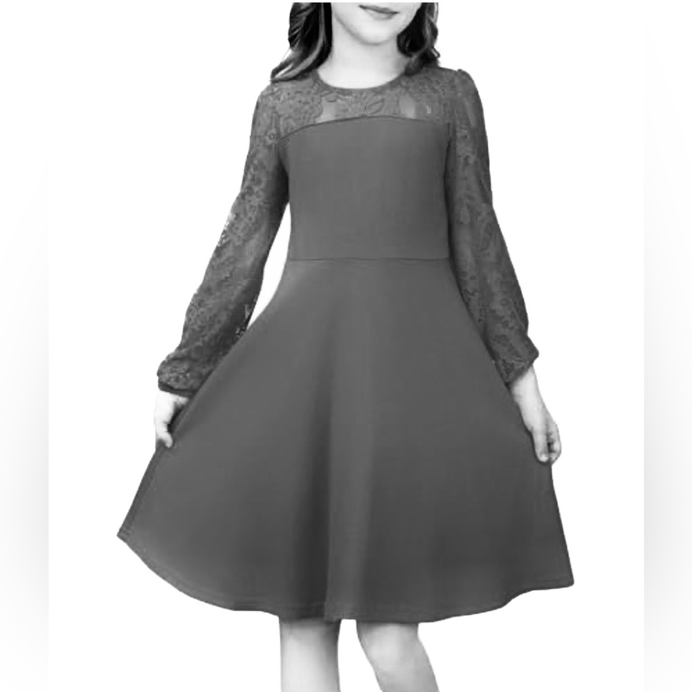 NWT - Teen Girls Fall Formal Dresses Kids Long Sleeve Knit Dress Size 12-13 Yrs